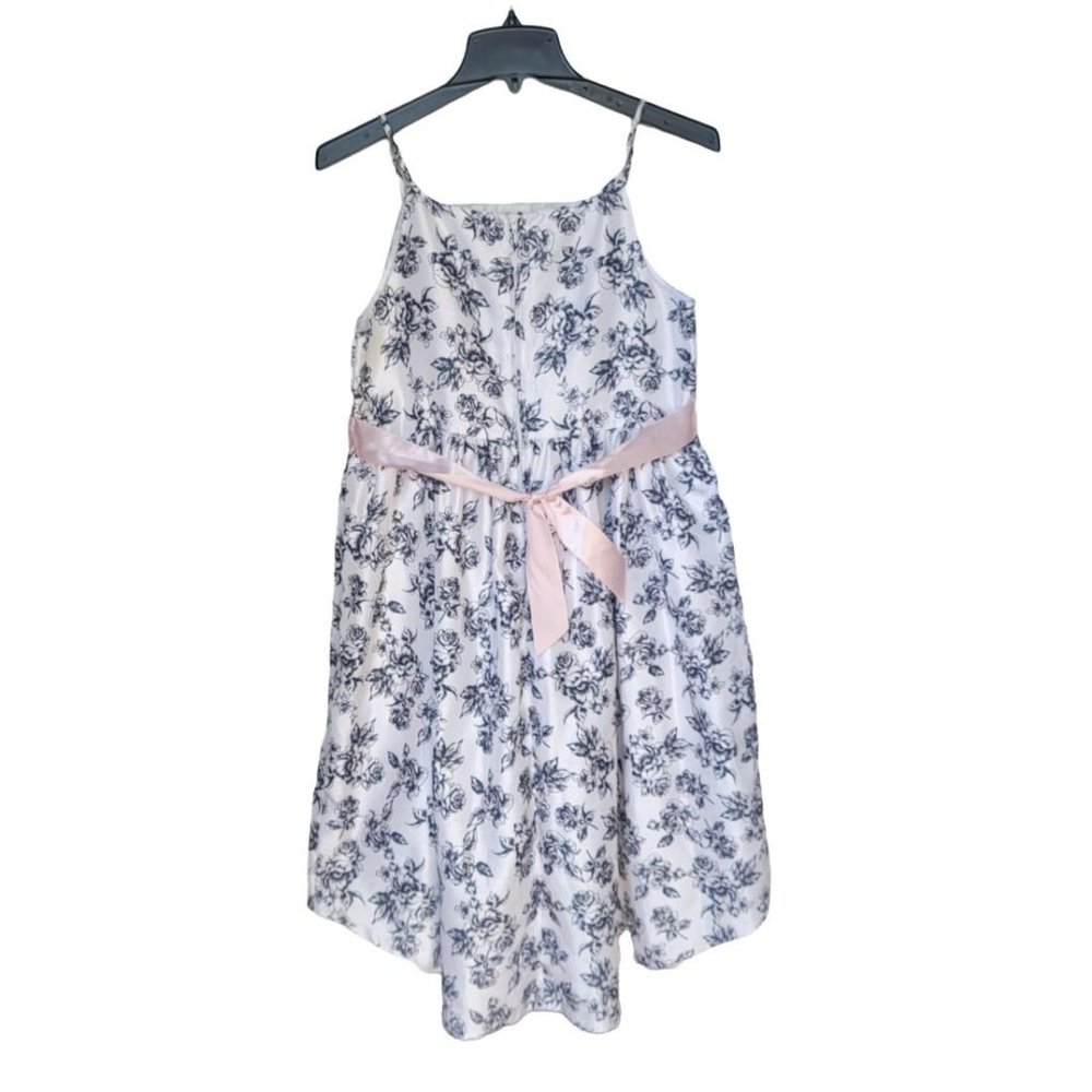 Sz 16 Bonnie Jean Formal Dress White Girls Spring Summer Party Roses Hi-low - Picture 3 of 8